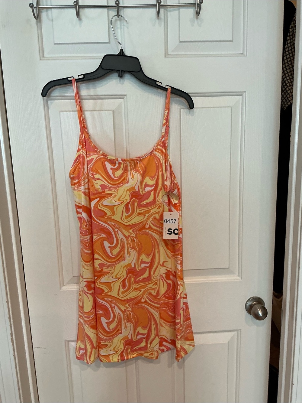 SO Orange & Cream Swirl Mini Slip Dress